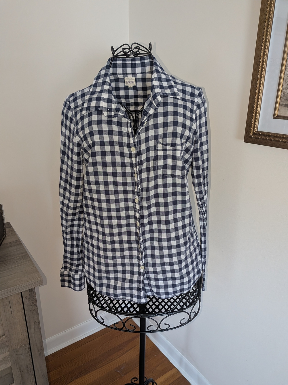 J. Crew Blue and White Gingham Shirt